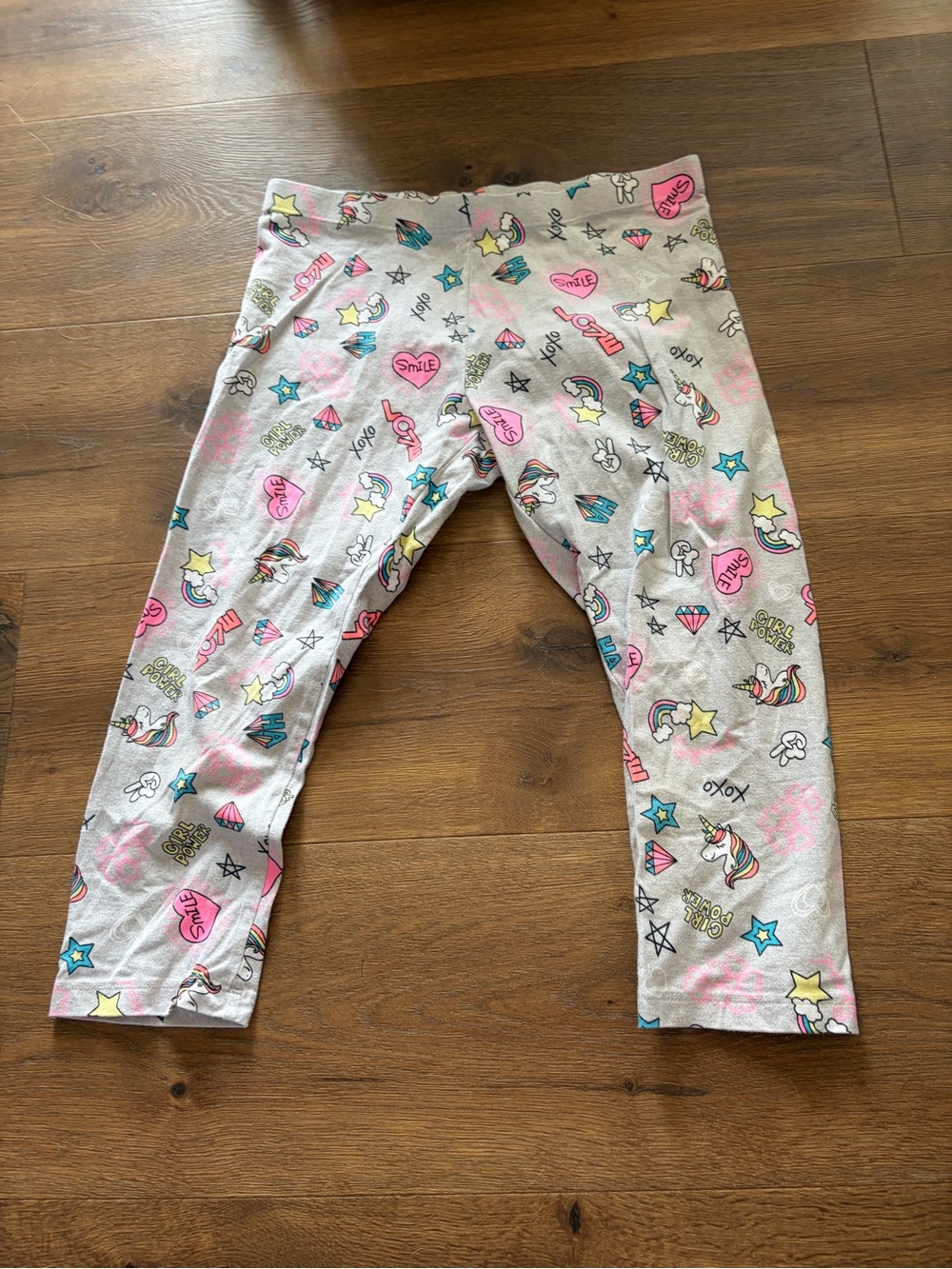 wonder nation Grey Leggings with Pink, Blue & Yellow Unicorns